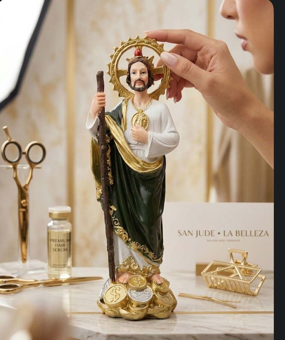 San Judas Tadeo 12 Inch Resin Statue, Saint Jude Standing on Coins Money Religio